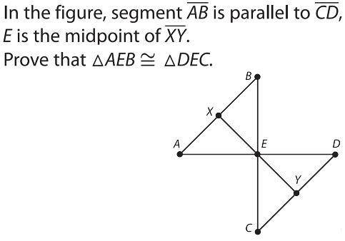 in the figure line segment ab is parallel to line segment cd, E is the midpoint of XY. Prove that t
