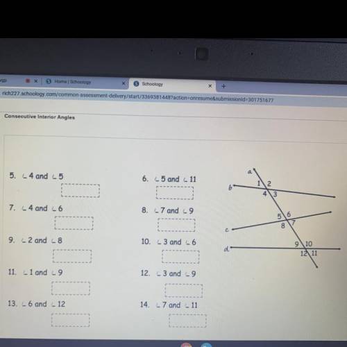 Classify the relationship between each pair of angles