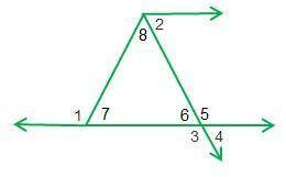 Which statements about the angles of the triangle are true? Check all that apply.

A triangle has