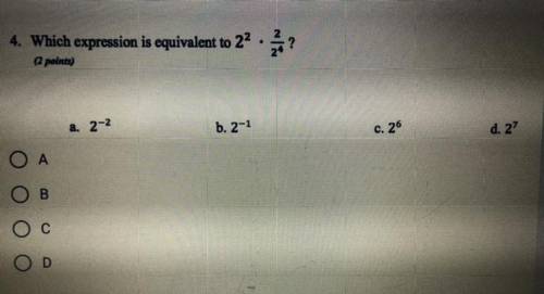 Which expression is equivalent to 2^2 x 2/2^4