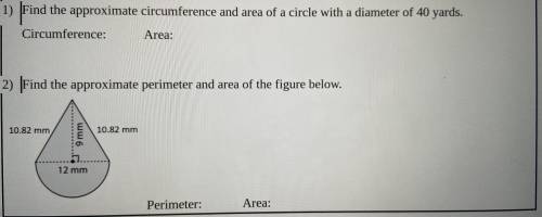 My circumference is correct. But I have give the length of the radius for the area answer.