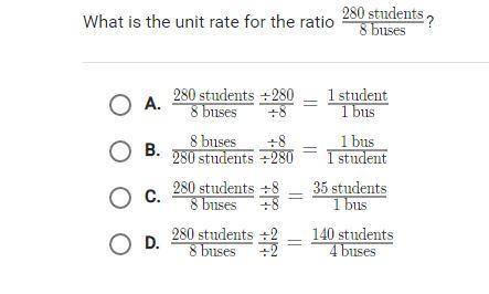 What is the unit rate for 280 students/8 buses?
