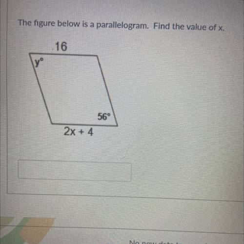 The figure below is a parallelogram. Find the value of x.
