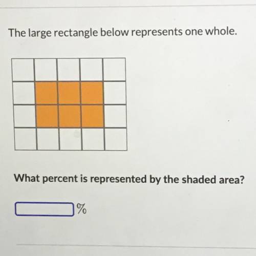 The large rectangle below represents one whole.

What percent is represented by the shaded area?
%