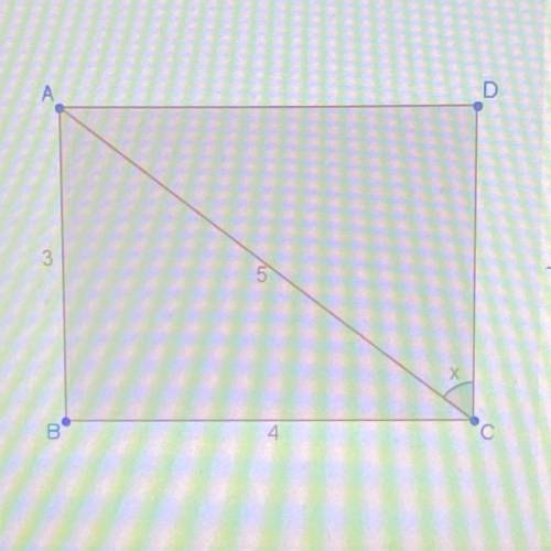 In the diagram, rectangle ABCD is split in half by AC . What is the value of tan x?

A
3
on
B В