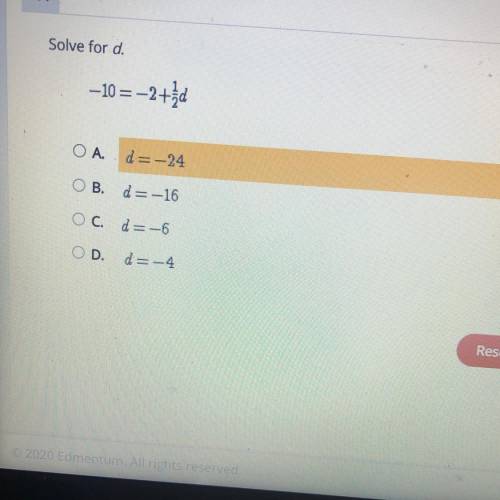 Help ASAP I’m bad at math lol,Solve for d