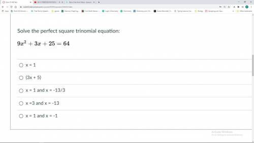 Solve the perfect square trinomial(will give brainliest for right answer)