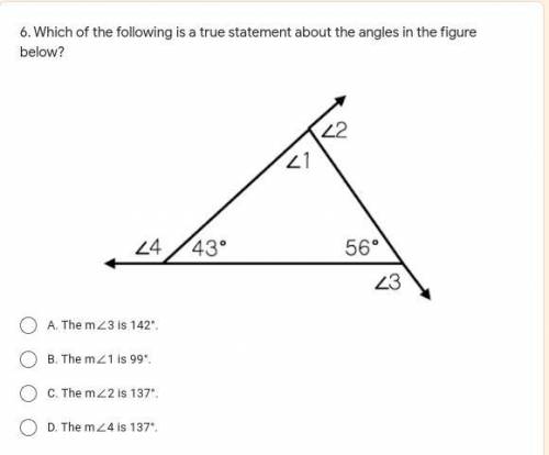 Which of the following is a true statement about the angles in the figure below? (ill gibe BRAINLIS