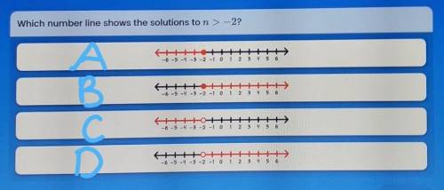 NEED HELP ASAP

 
Which number line shows the solutions to n >
