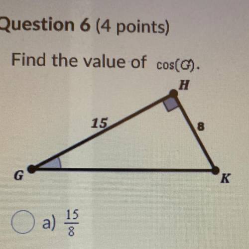 Find the value of cos(G).