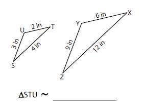 What triangle is similar to triangle STU?
A) XYZ
B) XZY
C) YXZ
D) ZXY