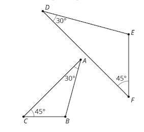 Triangle ABC and DEF are similar. 
A) True
B) False