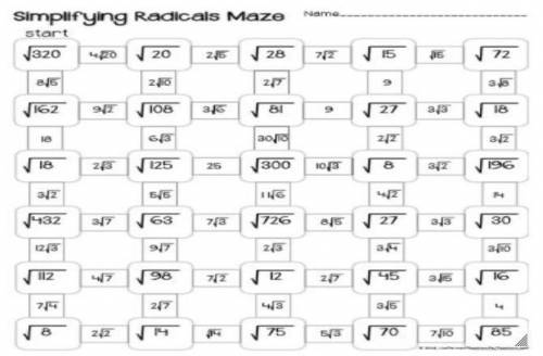 Brainliest plus 30 points could you help me with this its a Simplifying Radicals maze?https://drive