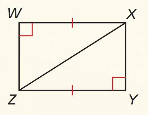 Decide whether enough information is given to prove that △WXZ≅△YZX using the HL Congruence Theorem.