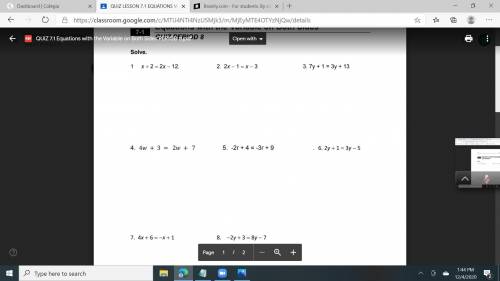 No one answering equations with variables on both sides plz help with all