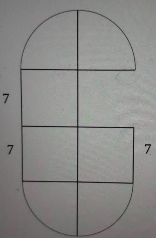 The shape is composed of squares and quarter circles. Select all the expression that represent its