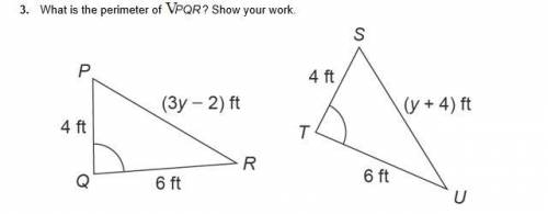 3. What is the perimeter of VPQR? Show your work. (Giving Brainliest)!