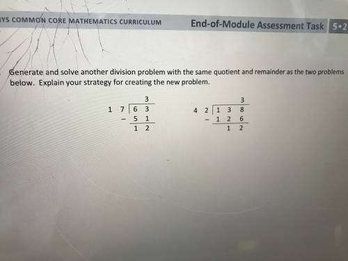 Generate and solve another division problem with the same quotient and remainder as the two problem