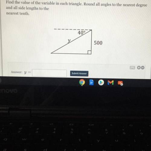 Find the value of the variable in each triangle, Round all anges to the nearest degree

and all si