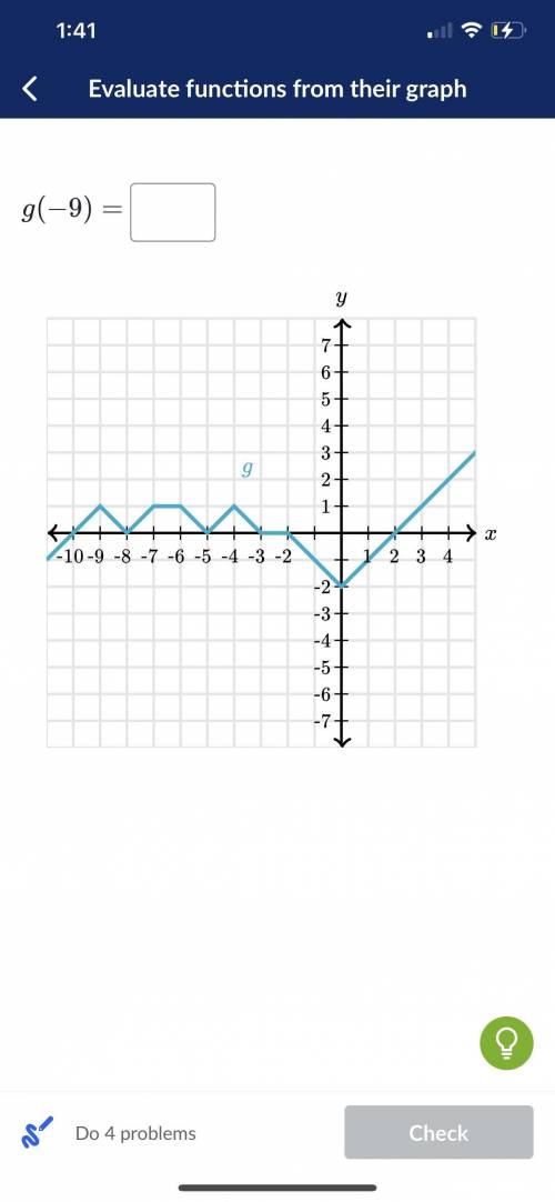 Someone help me please! G(-9)=? Check graph