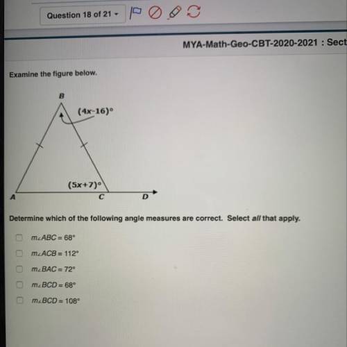 Which of the following angle measures are correct?