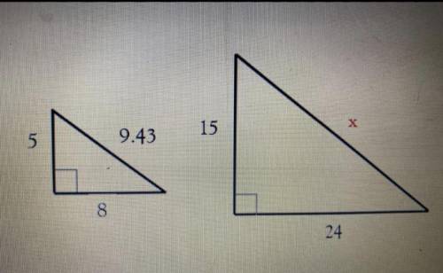 If the triangles are similar solve for x
PLEASE ANSWER IT!!