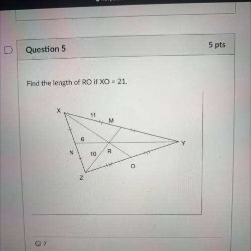 Find the length of RO if XO = 21.
plz view picture