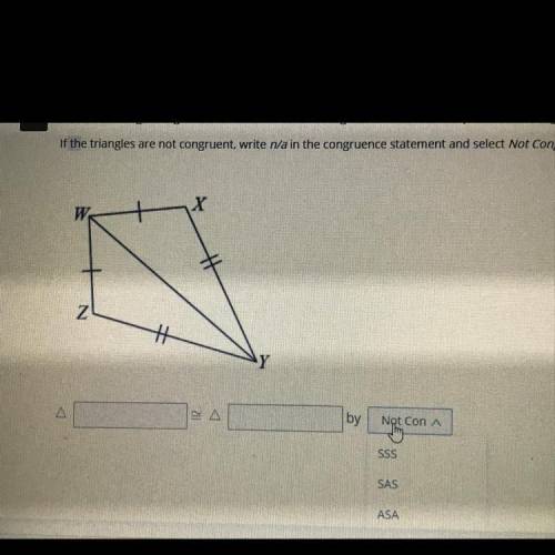 Write the triangle congruence statement and the congruence theorem that proves the triangles congru