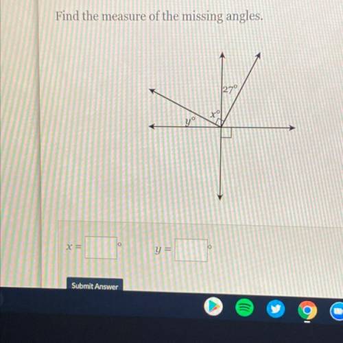 Find the missing angle of x and y