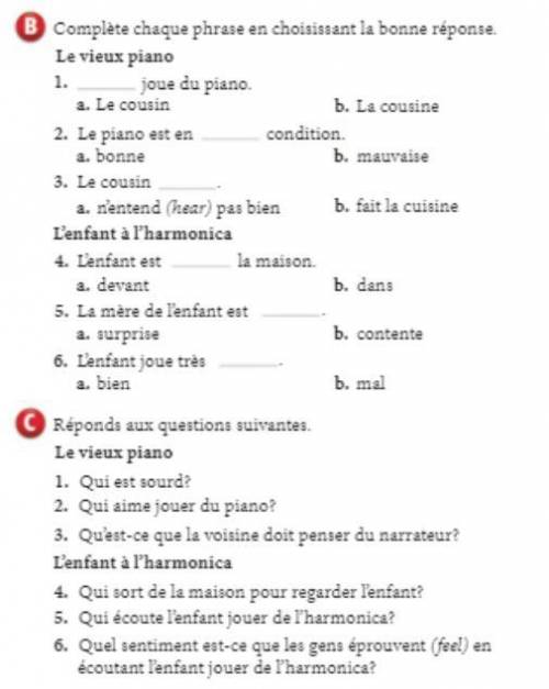Pls do French work don't type if u don't know answer or get reported. I will mark branliest.