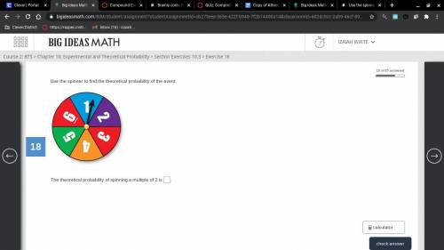 Use the spinner to find the theoretical probability of the event.

The theoretical probability of
