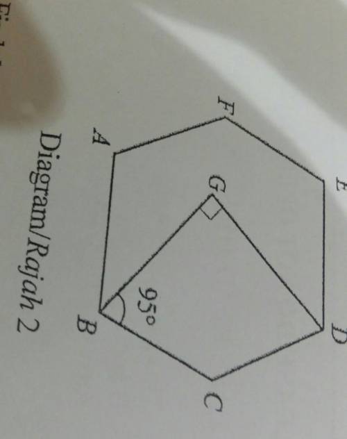 In Diagram 2, ABCDEF is a regular hexagon and BGD is a right angle.

Calculate the value of angle