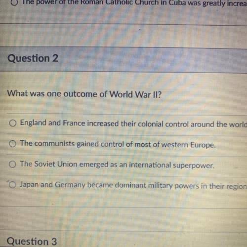 What was one outcome of world war 2