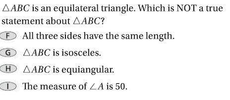 Triangle ABC is an equilateral triangle. Which is not a true statement about triangle ABC?

Select