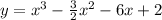 y =  {x}^{3}  -  \frac{3}{2}  {x}^{2} - 6x + 2