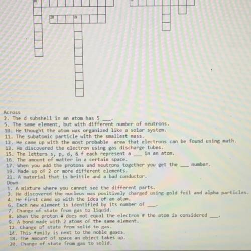 Chemistry crossword puzzle