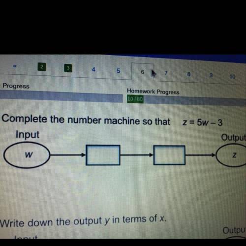 Complete the number machine so that z=5 w-3 input