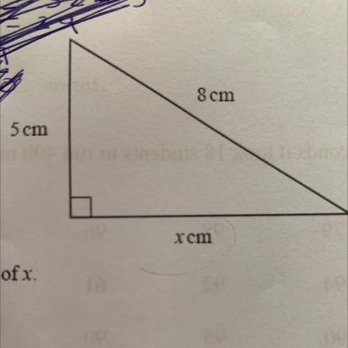 8cm
5cm
xcm
Calculate the value of x.