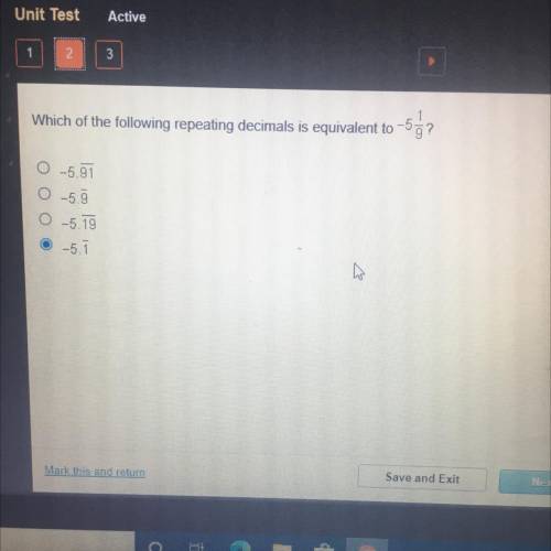 Which of the following repeating decimals is equivalent to -5 1/9?