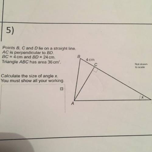 Points B, C and D lie on a straight line.

AC is perpendicular to BD.
BC = 4 cm and BD = 24 cm.
Tr