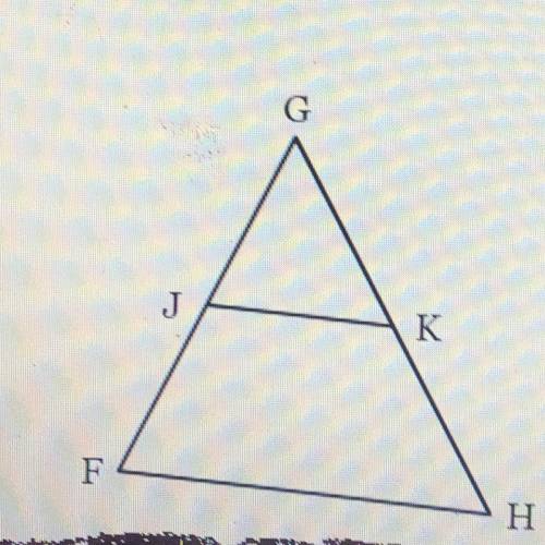 In the diagram below of triangle FGH, J is a midpoint of FG and K is a midpoint

of GH. IfJK = 88