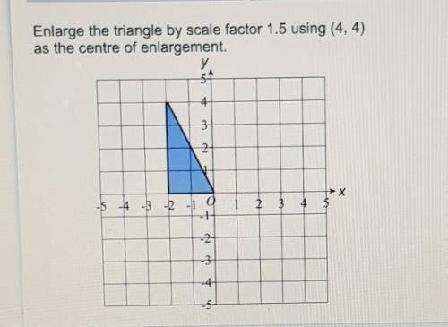 Enlarge the triangle by scale factor 1.5 using (4 4) as the centre of enlargement
