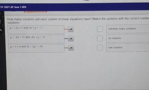 HELPPPPPPP How many solutions will each system of linear equations solutions y = -2x + 5 and 2x + y