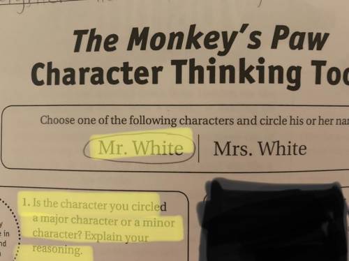 Is Mr. White a major or minor character? Explain your reasoning.