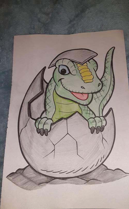 okay soy boyfriend wanted me to post the drawing of my dinosaur so here it is rate it 1/10 also eas