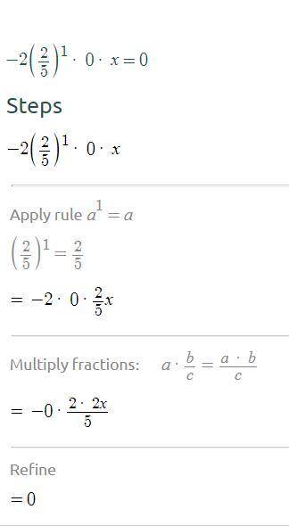 Evaluate −2(2/5)^10x for x=15.
Enter your answer as a fraction in simplest form in the box.