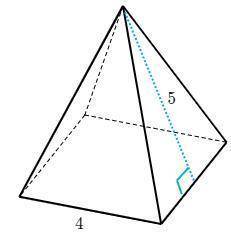 Which expression can be used to find the surface area of the following square pyramid?

A. 16+20+2