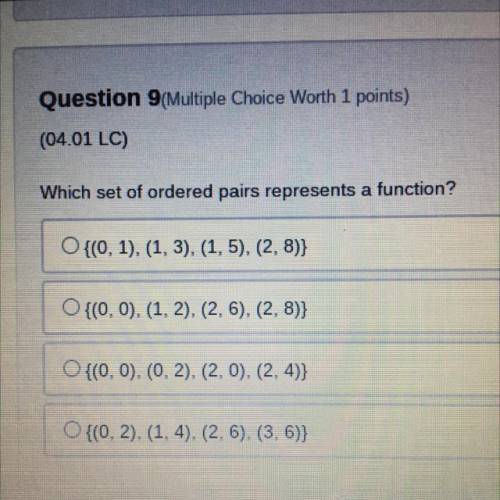 Which set of ordered pairs represents a function￼
