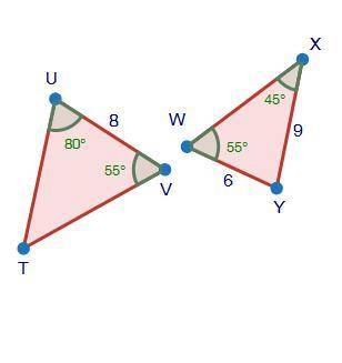 I NEED HELP Are the two triangles below similar?
 

A) No, because there are not two pairs of congr