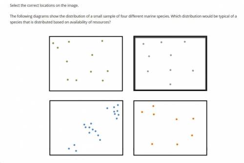 The following diagrams show the distribution of a small sample of four different marine species. Wh